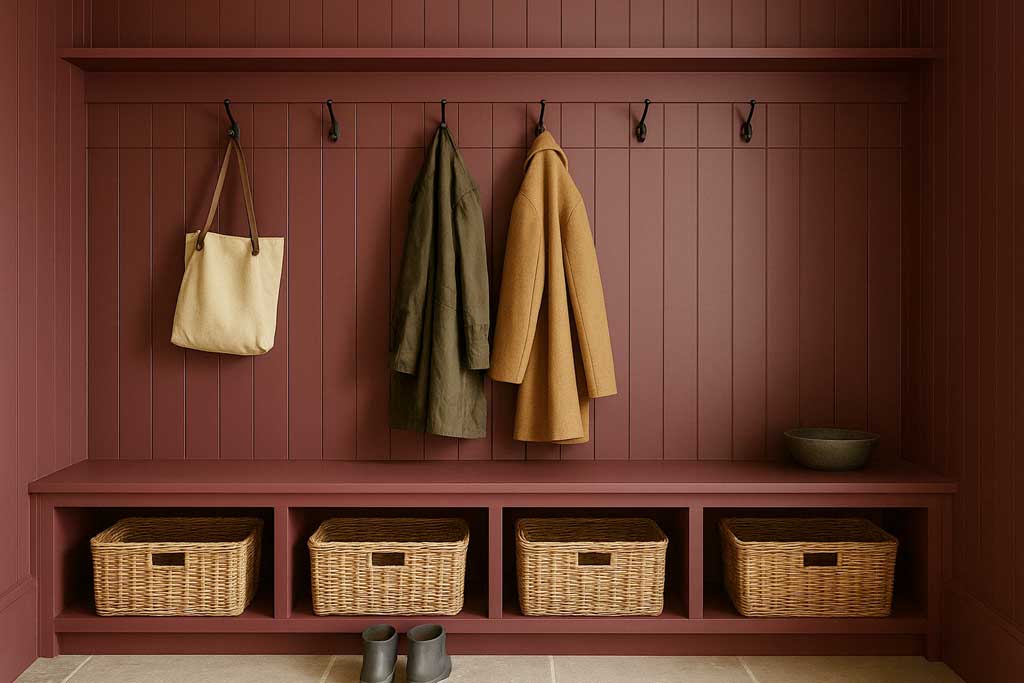 burgundy painted boot room carpenter contractor